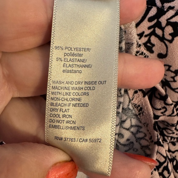 Rafaella Black/Pink Asymmetrical 3/4 Sleeve Top LARGE #T - Picture 5 of 6